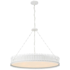 Large Round Hanging Lamp Low Ceilings Modern Glass Brass Chandelier Pendant Light - Image 6