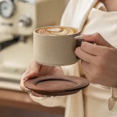 Vintage Rustic Ceramic Coffee Cup and Saucer Set Drinkware Pieces Sets Trademark NO Origin China Logo Customed Material Ceramic - Image 2