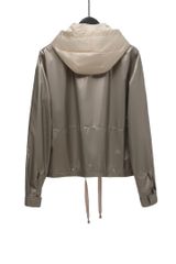 Women's Fashion Cropped Windbreaker Jacket - Hooded, Adjustable Drawstring Hem - Image 2