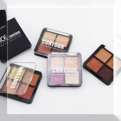 4 Color Eyeshadow Tray Earth Color Pearl Matte Scallion Powder Glitter Makeup Set - Image 2