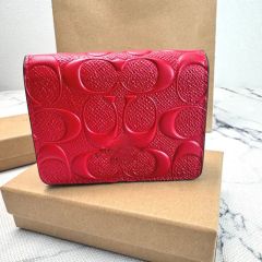Medium Corner Zip Wallet in Signature Leather Red CV414 Outlet New Wallets - Image 1