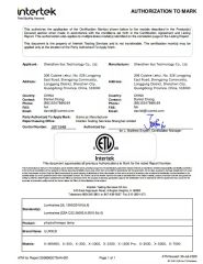 ETL certificate from Shenzhen Ilux Technology Co., Ltd.