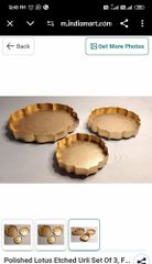 Capacity: 800 ML Golden Metal embossed Lotus flower urli set Color Golden Code No Se 65 Capacity 800 ML Material Iron - Image 5