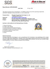 SGS CERTIFICATE certificate from Shanghai Tongke Flow Technology Co., Ltd.