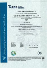 16949 certificate from Wenzhou Zeda Electric Co., Ltd.