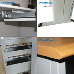 Wholesale MDF Desktop Steel Office Table with 3 Drawer Cabinet Computer Table - Image 5