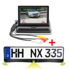 4.3" Foldable Car Monitor+3in1 European/Russia License Plate Radar Visual Camera - Image 1