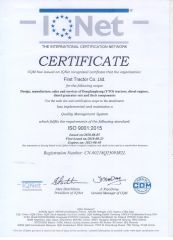ISO 9001 certificate of tractor, engine certificate from Define Machinery Corp.