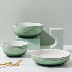 Multi-Purpose Dinner Plates Ceramic Tableware Pink Kitchen Bowl Soup Bowl Set - Image 5