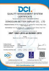ISO9001 certificate from ShenZhen Better Group Limited