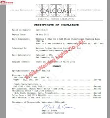SAE certificate from Wenzhou 5-Star Warning Lights Co., Ltd.