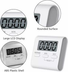 Square Timer, Small Digital Kitchen Timers, Timer for Cooking, Digital Stopwatch with Loud Alarm - Image 4
