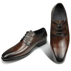 Leather Derby Shoes for Men Dress Wear Workplace Office Pigskin Lining Comfortable - Image 2
