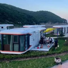Capsule Container Houses Mobile Wheels Modular Portable Prefab Prefabricated Tiny to Trailer - Image 1
