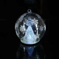 Hot Sale Home Decorations Gift Christmas Glass Angel Glass Crafts with LED Light - Image 2
