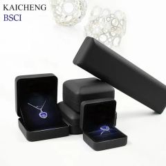 Customized Logo Handmade Exquisite Rectangle PU Leather Velvet Jewelry Necklace Ring Bracelet Boxes with LED Light - Shantou Kaicheng Craft Co., Ltd.