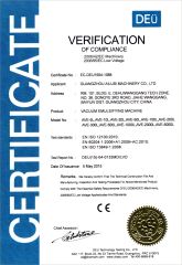 CE certificate of Guangzhou Ailusi Machinery Co., Ltd. – certificate photo, supplier certificates section
