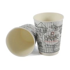 Eco Friendly Embossed Paper Cups Bio Degradable Disposable Hot Cold Drinks Coffee Cups - Image 5