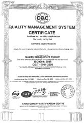 ISO 9001:2008 certificate from Sunwing Industries Ltd.