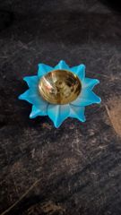 brass flower shape decorative diya, 1 Wick Color Red Style Lotus Design Round Occasion Pooja Type Lotus Diya Finish Type - H A Metal Handicrafts