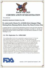 FDA certificate from Jiaozuo Hailian Food Co., Ltd.