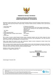 Business Identification Number certificate of PT. Berkah Alam Asasta – certificate photo, supplier certificates section