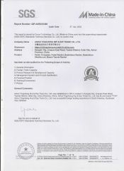 SGS certificate from ANHUI TINGCHENG IMP & EXP TRADE CO., LTD.