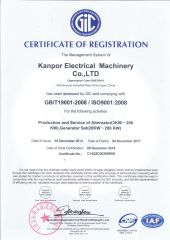 ISO 9001 certificate from Kanpor Electrical Machinery Co., Ltd.