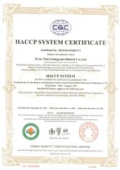 HACCP certificate from Xi`an ZB Biotech Co., Ltd.