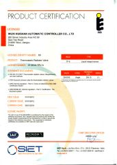 EN215 certificate of TF-6 +DN15-B thermostatic radiator valve certificate from Wuxi Huishan Automatic Controller Co., Ltd.