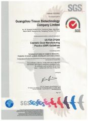 FDA certificate of Guangzhou Tinsun Biotechnology Company Limited – certificate photo, supplier certificates section