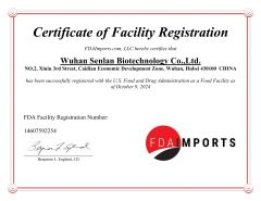 FDA certificate from Wuhan Sen Lan Biological Technology Co., Ltd.