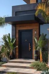 Modern Style Cast Metal Front Entrance Door - Image 2