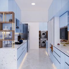 Modern Modular Kitchen Material Metal Appearance Modern Durability Durable Flexibility Flexible Kitchen Design U-Shape Privacy Feature - Image 1