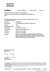 SGS Certificate for PVC Sheet certificate from Baoding Lida Plastic Industry Co., Ltd.