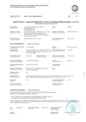 TUV welding certificate certificate of LIANYUNGANG LOADARM INDUSTRY CO., LTD. – certificate photo, supplier certificates section