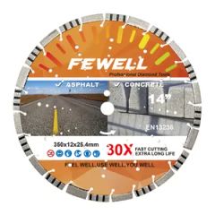 14 Inch 350*25.4mm Laser Welded Cutter Diamond Saw Blades for Wet Cutting Asphalt Concrete - Zhenjiang Fewell Tools Co., Ltd.