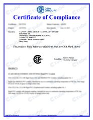 CSA Certification certificate from Guangdong Ctube Industry Co., Ltd.