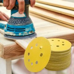 8 Hole Abrasive Tools Gold Sand Paper Hook and Loop Trademark PK Specification 5inch Particle Size Abrasive Application Metal - Image 6