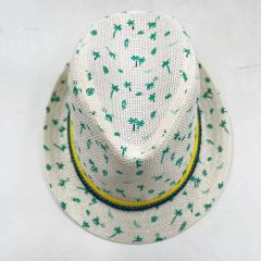 Palm Tree Animal Printing Kids Summer Trilby Straw Hat Origin China Style Striped Pattern Plain Dyed Model NO. SG230919 HS Code - Shingrand Hats Manufacturer Co., Ltd.