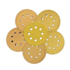 8 Hole Abrasive Tools Gold Sand Paper Hook and Loop Trademark PK Specification 5inch Particle Size Abrasive Application Metal - Image 2