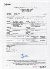 SASO certificate from ZHONGSHAN AOSIMAN LIGHTING CO., LIMITED