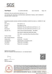Product Inspection Report certificate from Shenzhen Trillion Auspicious Lighting Co., Ltd.