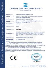 CE certificate from Guangzhou Huanghu Apparel Co., Ltd.