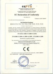 EC declaration of conformity of soil nutrient analyzer certificate of Zhejiang Top Cloud-Agri Technology Co., Ltd. – certificate photo, supplier certificates section