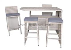 Outdoor Garden Furniture High Table Chairs Rattan Bar Sets for Hotel Pool - Image 1