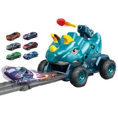 QS Toys Gcc Certification Friction Dinosaur Spring Loaded Transformation Vehicle Multi-Functional Foldable Racing Track Vehicle Boys' Toy Wholesale - Image 1