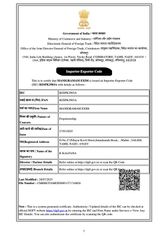 Authorised Exporter certificate from Manigramam Exim