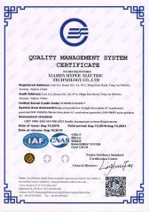 QUALITY MANAGEMENT SYSTEM CERTIFICATE certificate from Xiamen Hyper Electric Technology Co., Ltd