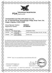 FDA certificate from Ningbo Longbank Intelligence Appliance Co., Ltd.